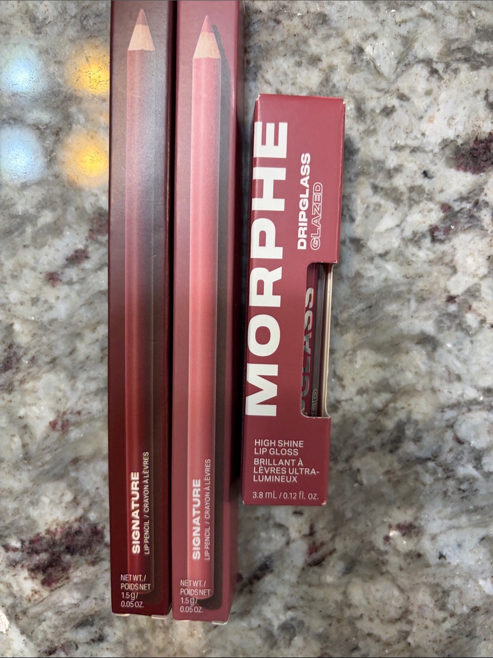 Morphe Lip Pencil Trio & Dripglass High Shine Lip Gloss - Mauve Rose